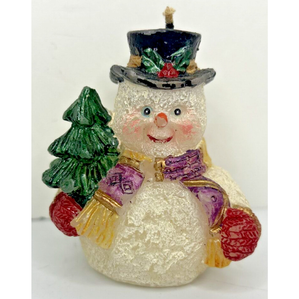 Vintage Christmas Snowman Candle 3" SKU H642